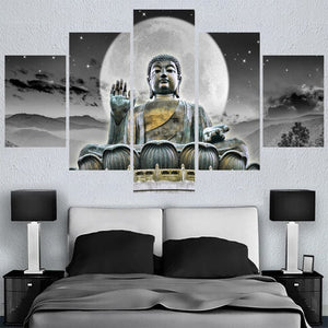 Framed 5 Panels - Buddha