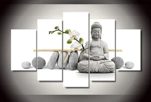 Framed 5 Panels - Buddha