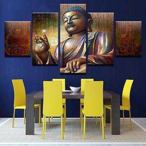 Framed 5 Panels - Buddha
