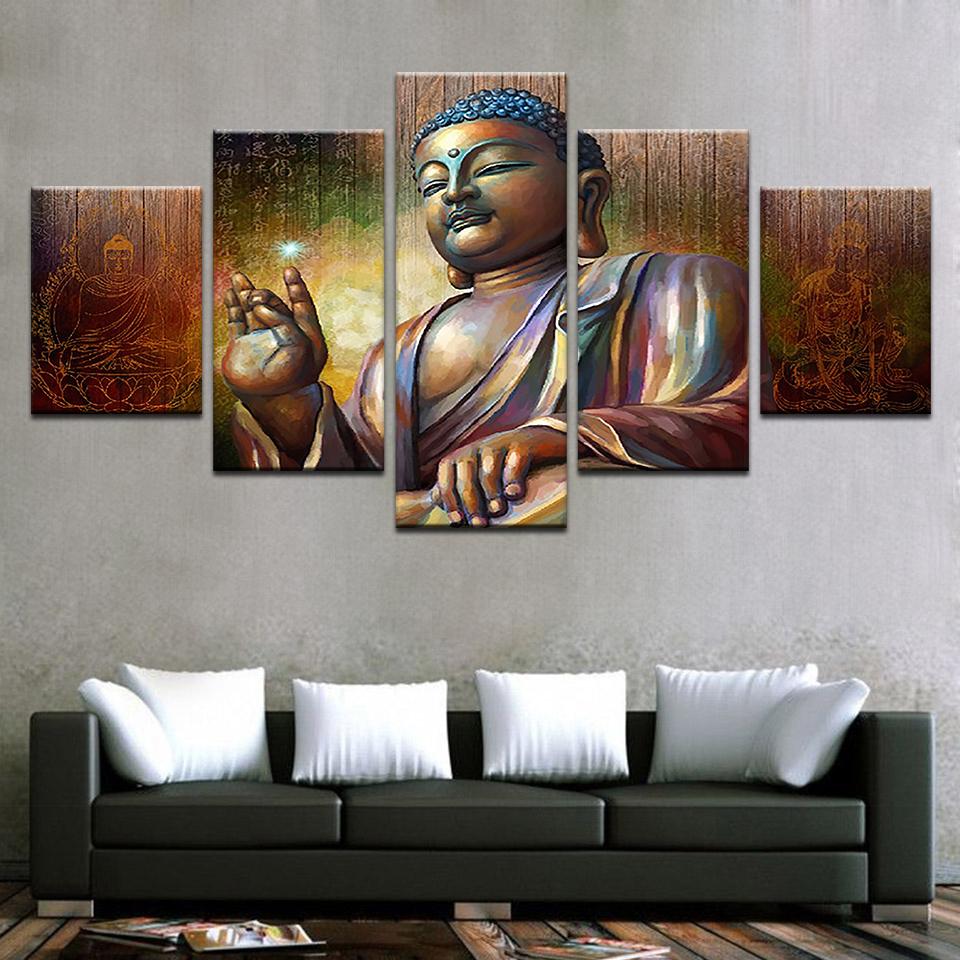 Framed 5 Panels - Buddha