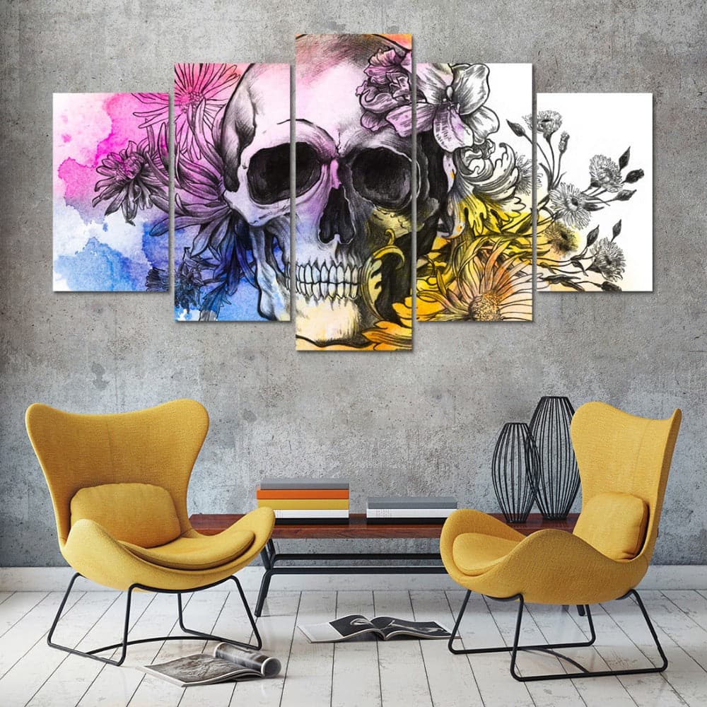 Framed 5 Panels - Skull