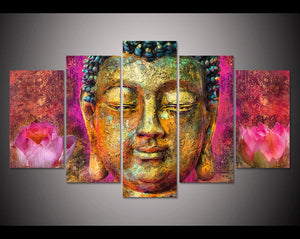 Framed 5 Panels - Buddha