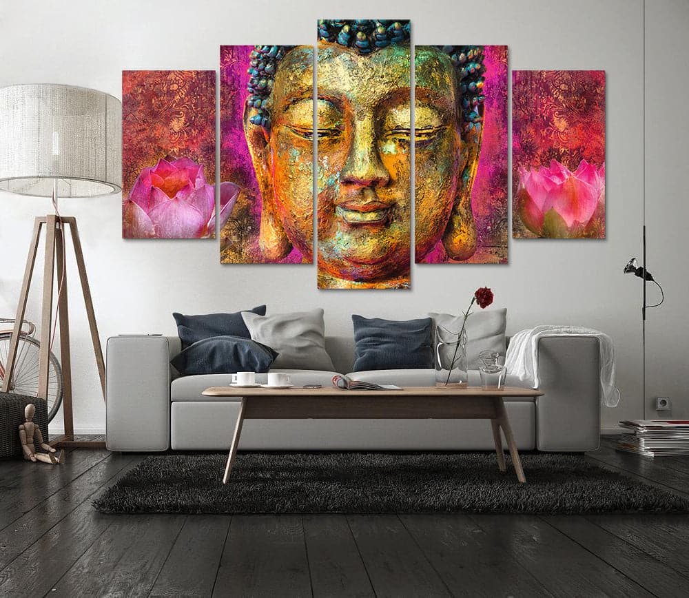 Framed 5 Panels - Buddha