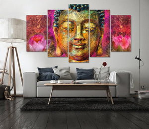 Framed 5 Panels - Buddha