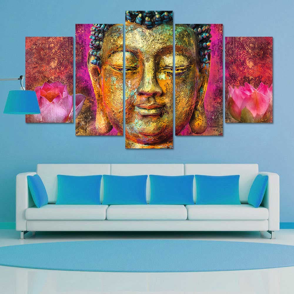 Framed 5 Panels - Buddha