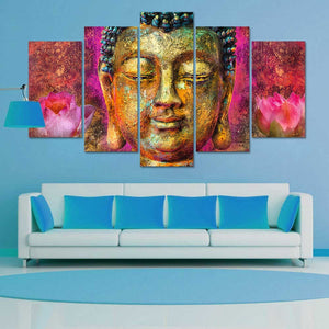 Framed 5 Panels - Buddha