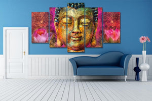 Framed 5 Panels - Buddha