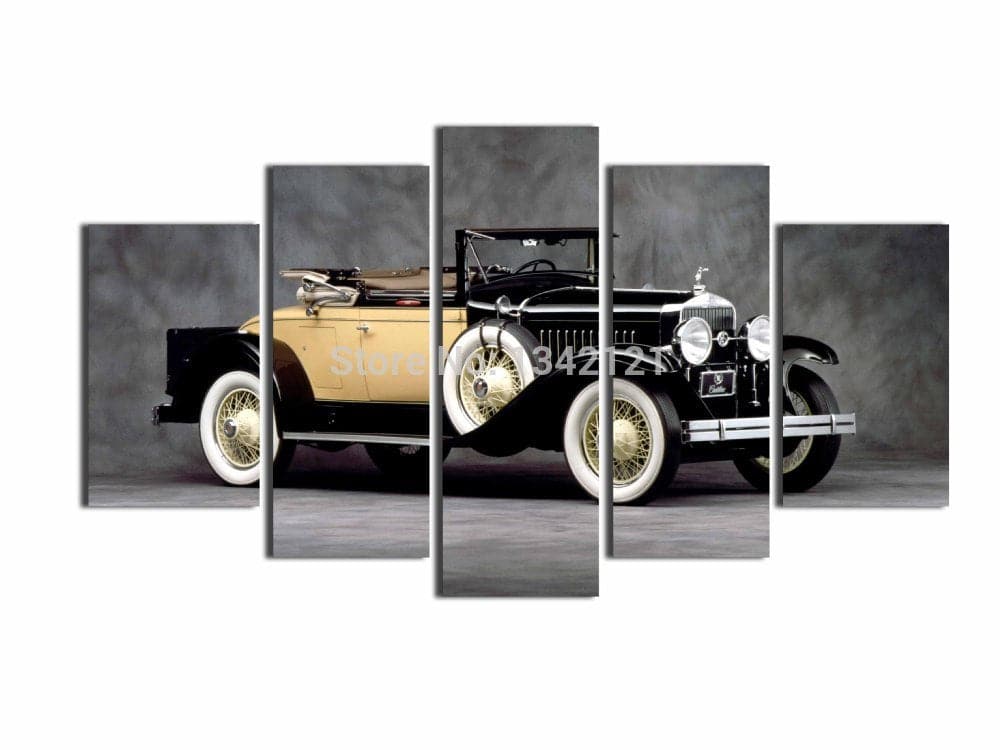 Pine Stretched  Framed 5 Panels - Classic Car