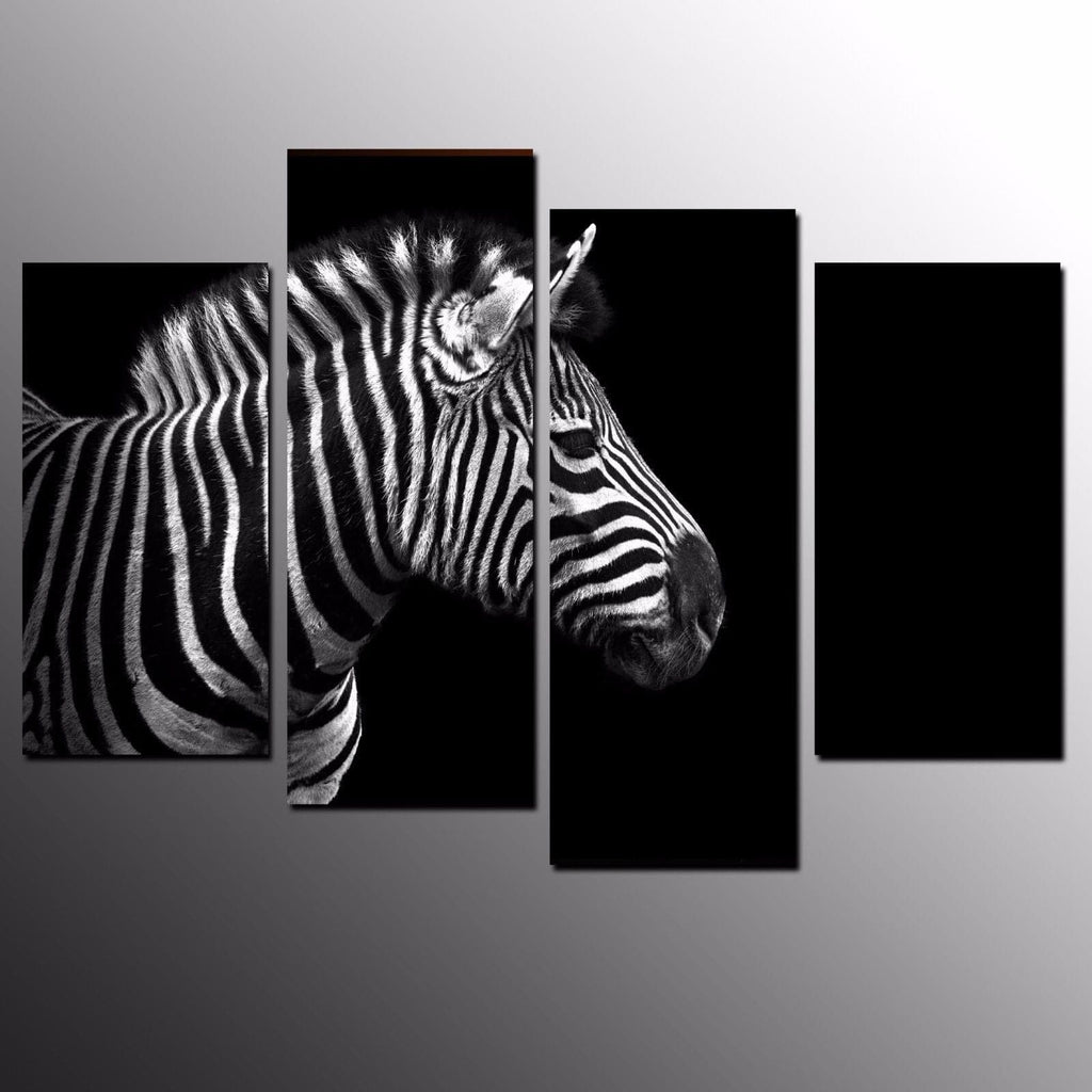 Framed 4 Panels - Zebra