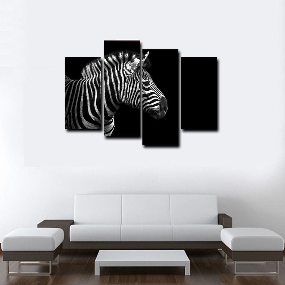 Framed 4 Panels - Zebra