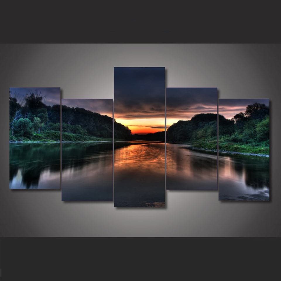 Pine Stretched  Framed 5 Panels - Landscape