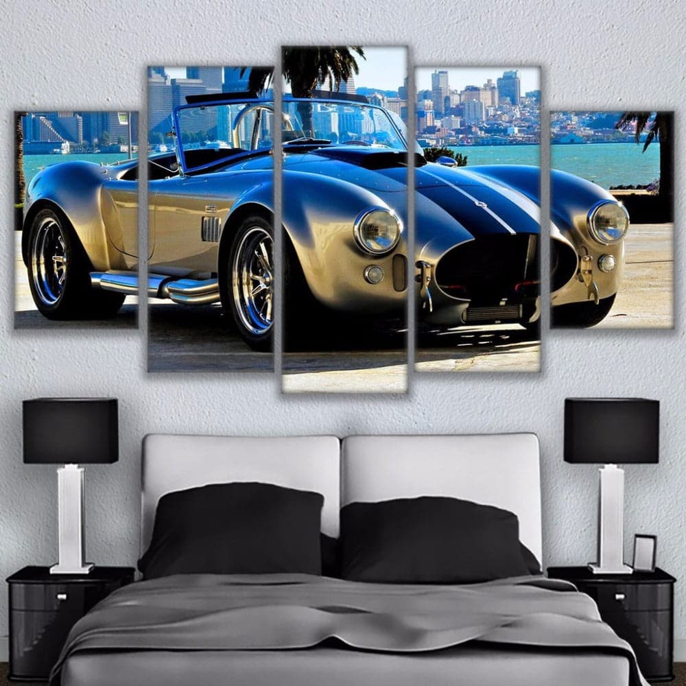 Pine Stretched  Framed 5 Panels - Classic Car