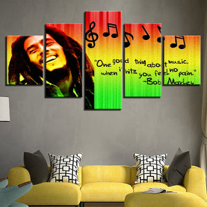 Framed 5 Panels - Bob Marley