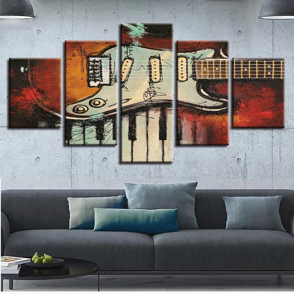 Pine Stretched  Framed 5 Panels - Rock