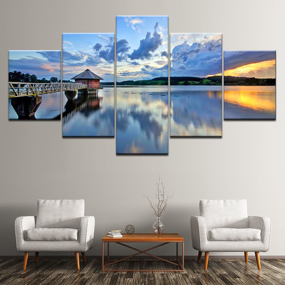 Pine Stretched  Framed 5 Panels - Landscape