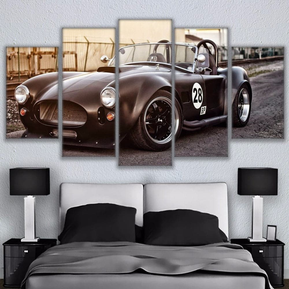 Pine Stretched  Framed 5 Panels - Classic Car