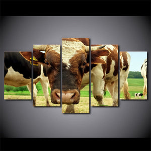 Framed 5 Panels - Cows