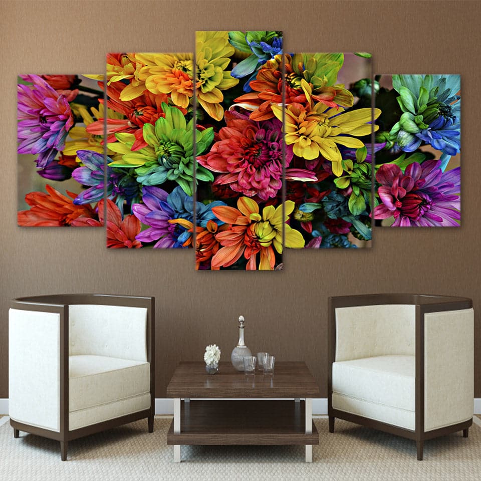 Framed 5 Panels - Flower