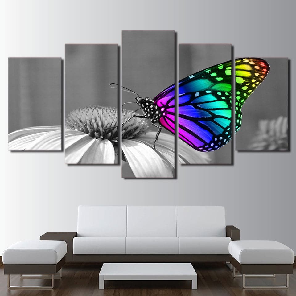 Framed 5 Panels - Butterfly