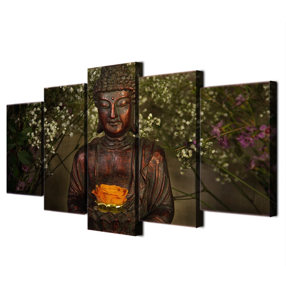 Framed 5 Panels - Buddha