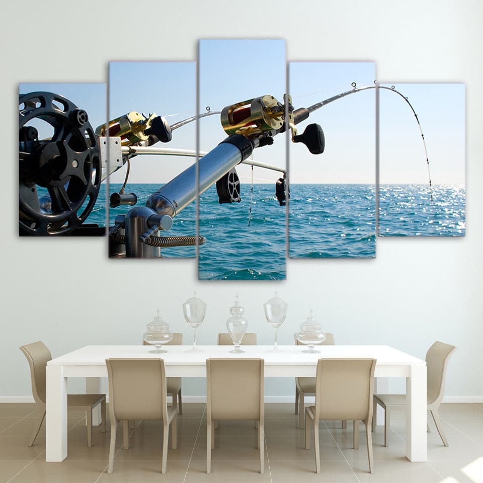 Framed 5 Panels - Fishing