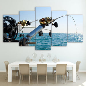 Framed 5 Panels - Fishing