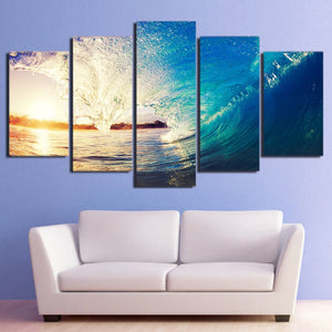 Framed 5 Panels - Wave