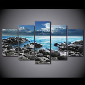 Framed 5 Panels - NZ Seascape