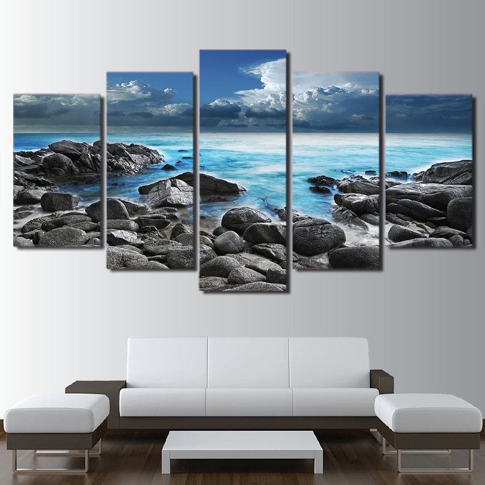 Framed 5 Panels - NZ Seascape
