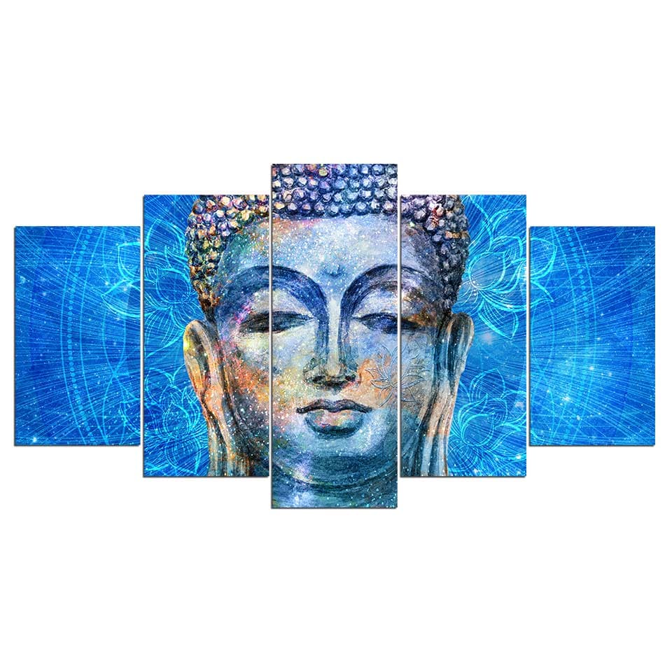 Framed 5 Panels - Buddha