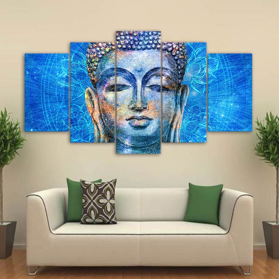 Framed 5 Panels - Buddha