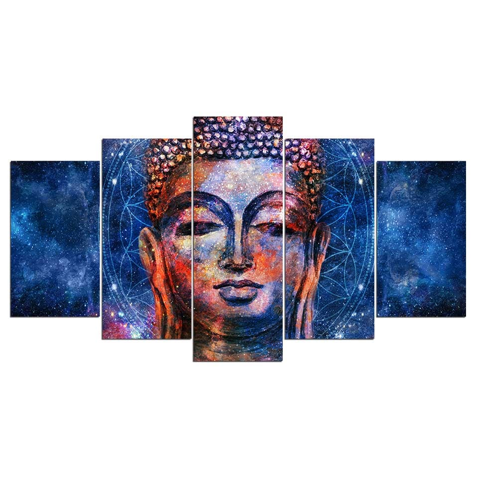 Framed 5 Panels - Buddha