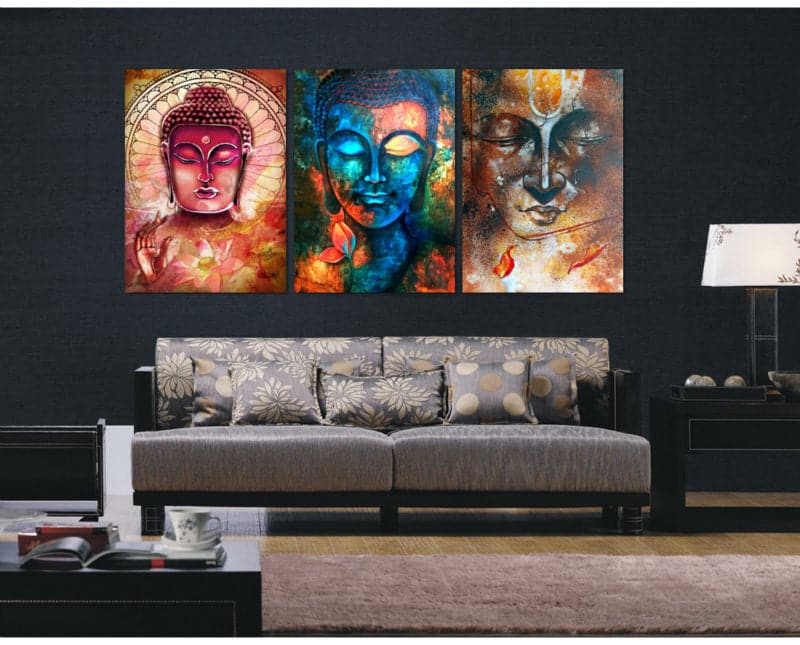 Framed 3 Panels - Buddha