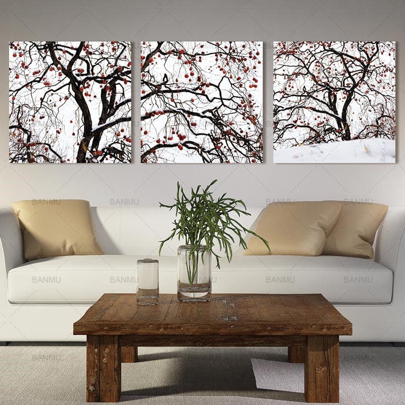 Pine Stretched  Framed 3 Panels - Tree Art