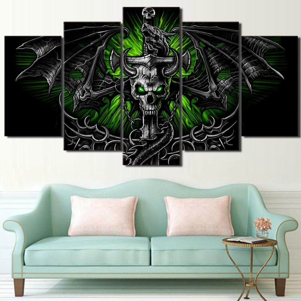 Framed 5 Panels - Skull