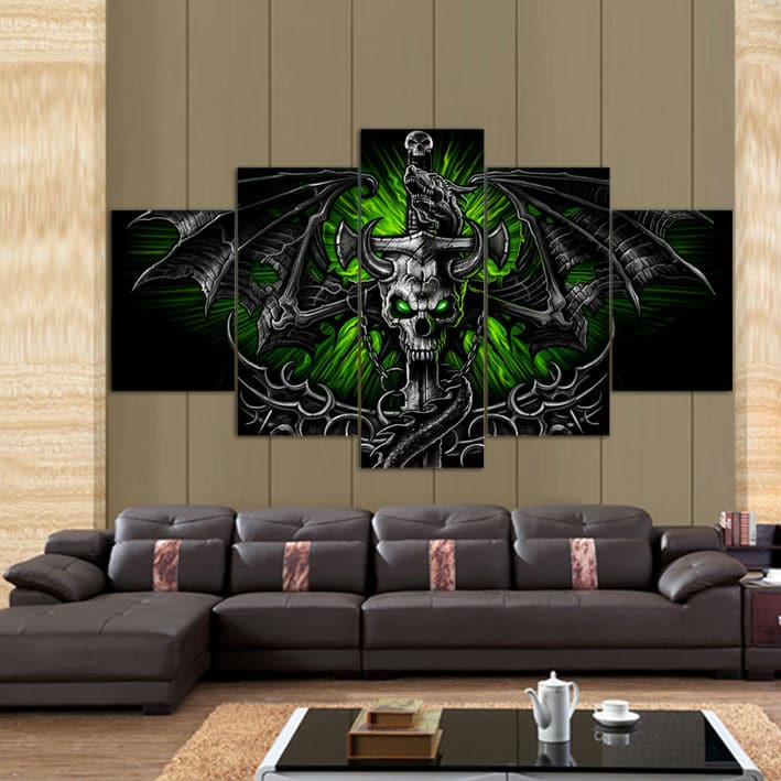 Framed 5 Panels - Skull