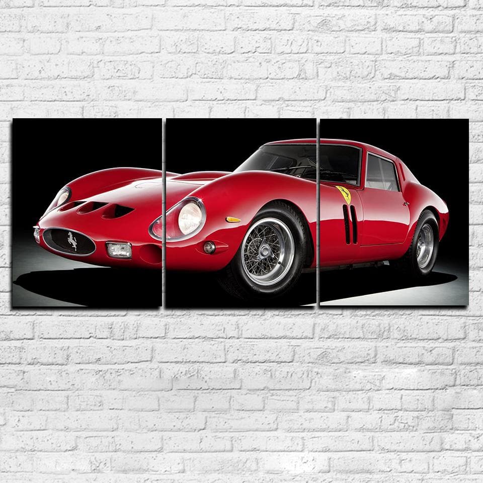 Pine Stretched  Framed 3 Panels - Classic Ferrari