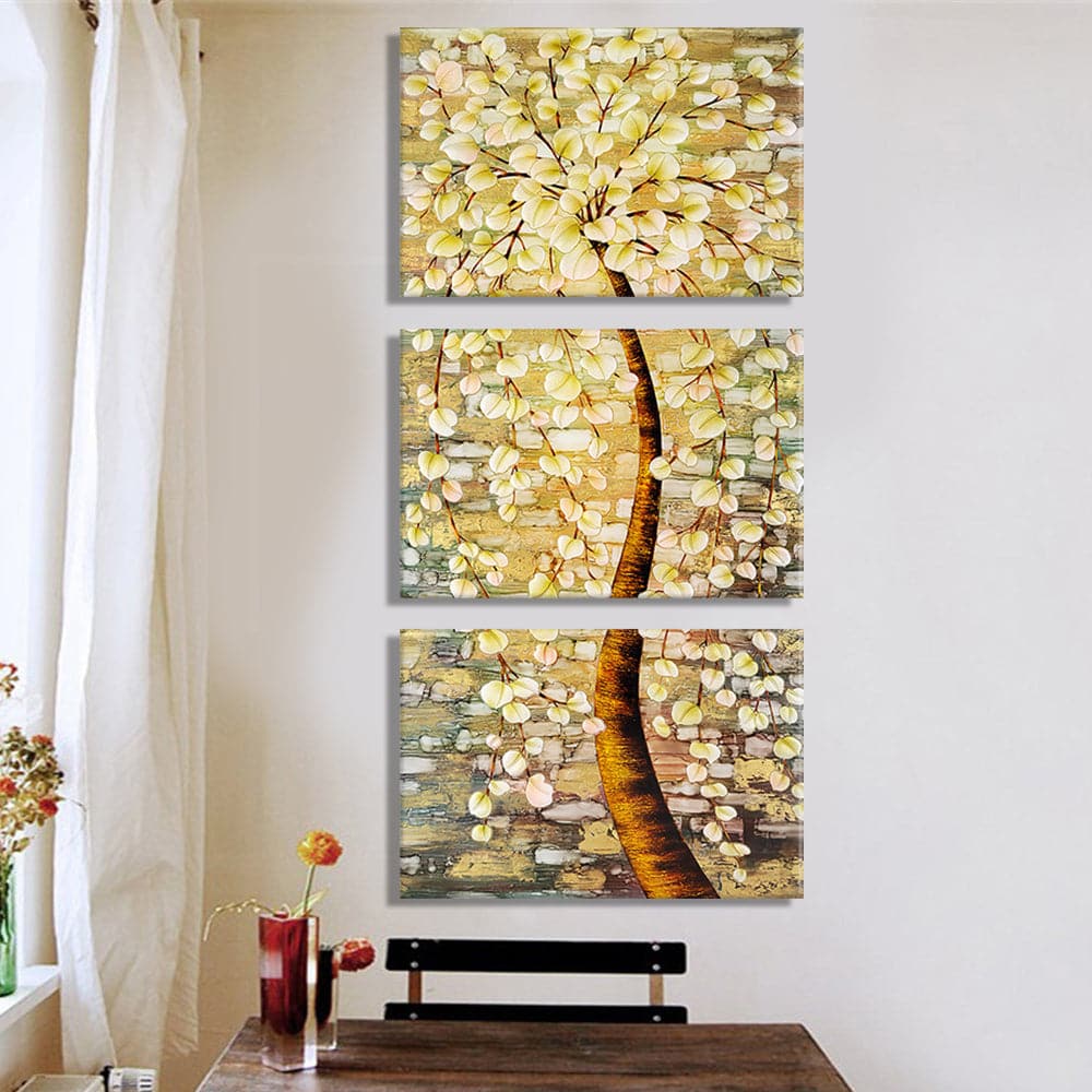 Pine Stretched  Framed 3 Panels - Tree Art