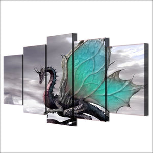 Framed 5 Panels - Dragon