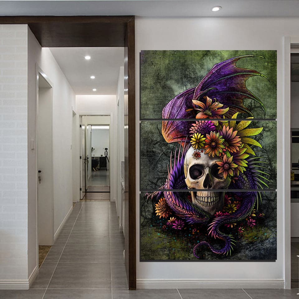 Framed 3 Panels - Skull Art