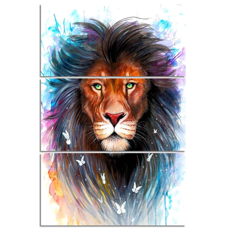 Framed 3 Panels - Lion