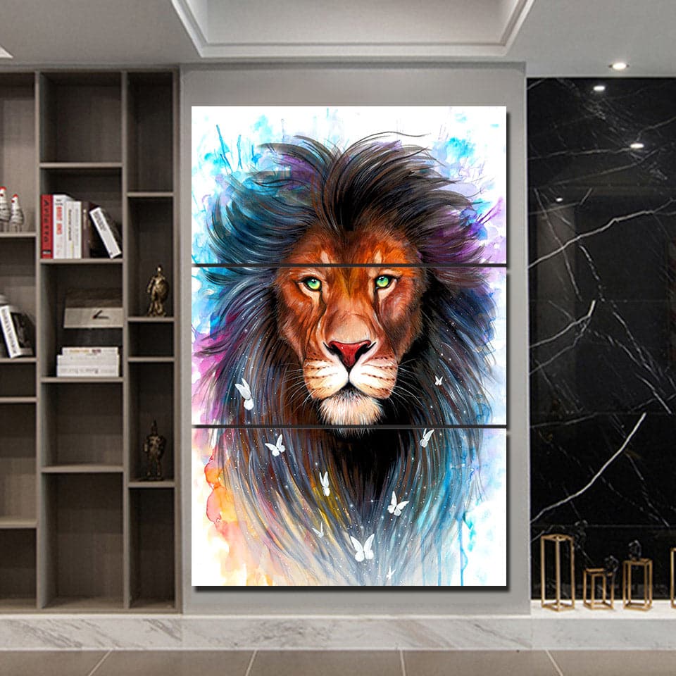 Framed 3 Panels - Lion