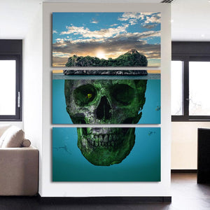 Framed 3 Panels - Skull Art