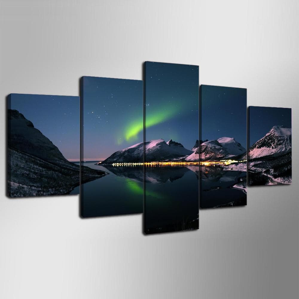 Framed 5 Panels - Northern lights