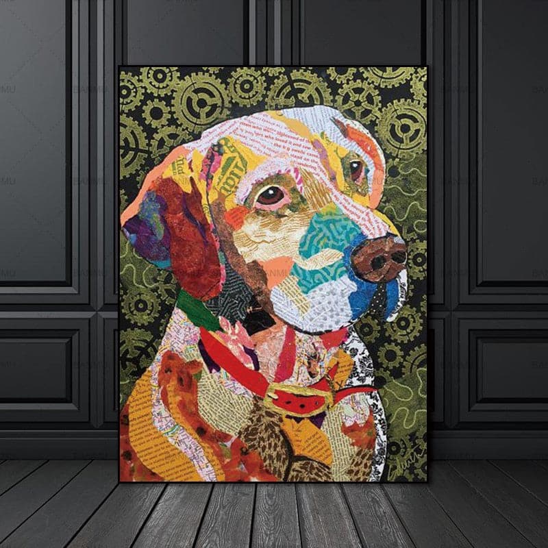 Pine Stretched  Framed 1 Panel - Dog Art