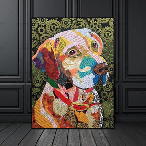Pine Stretched  Framed 1 Panel - Dog Art