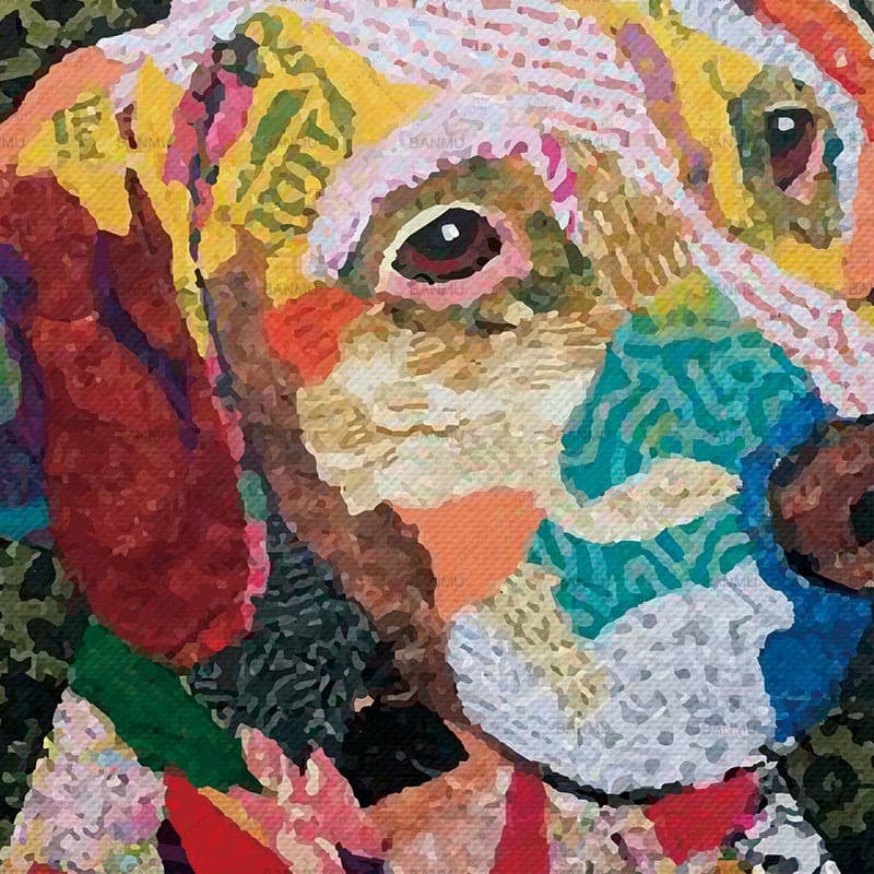 Pine Stretched  Framed 1 Panel - Dog Art
