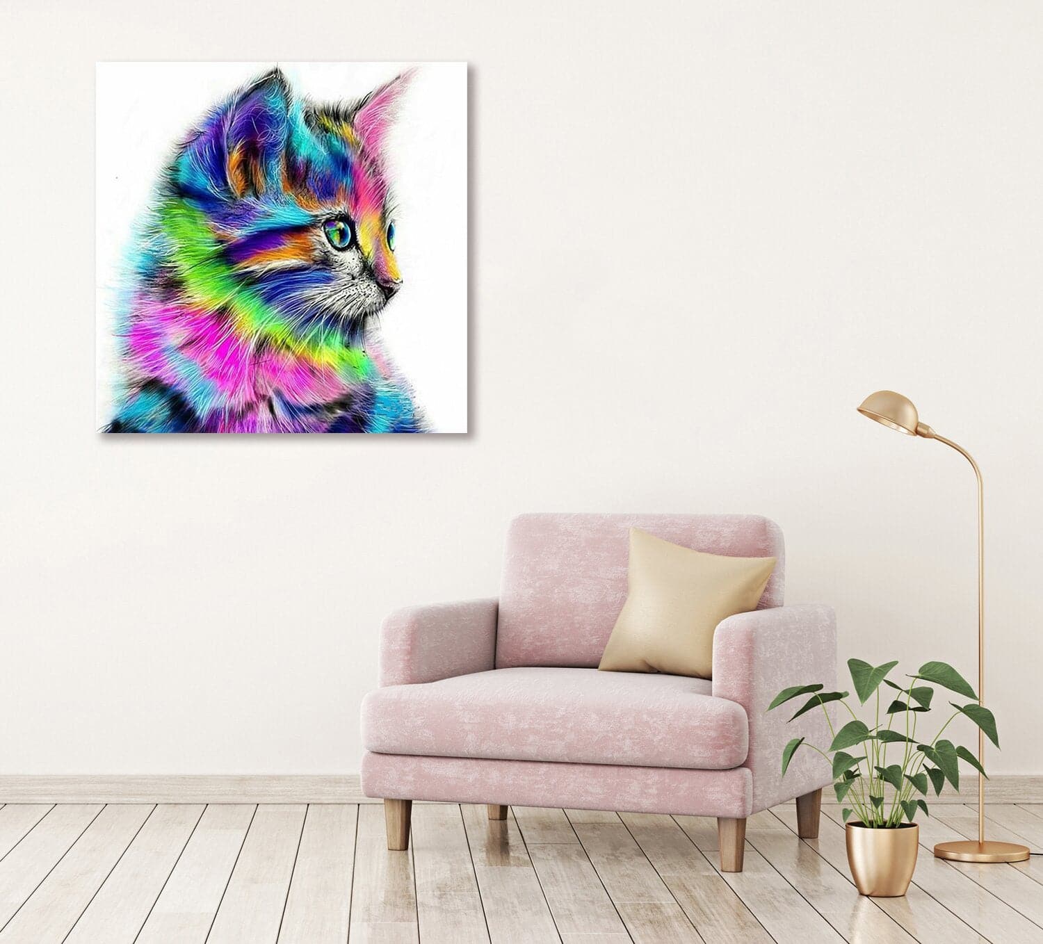 Framed 1 Panel - Rainbow cat