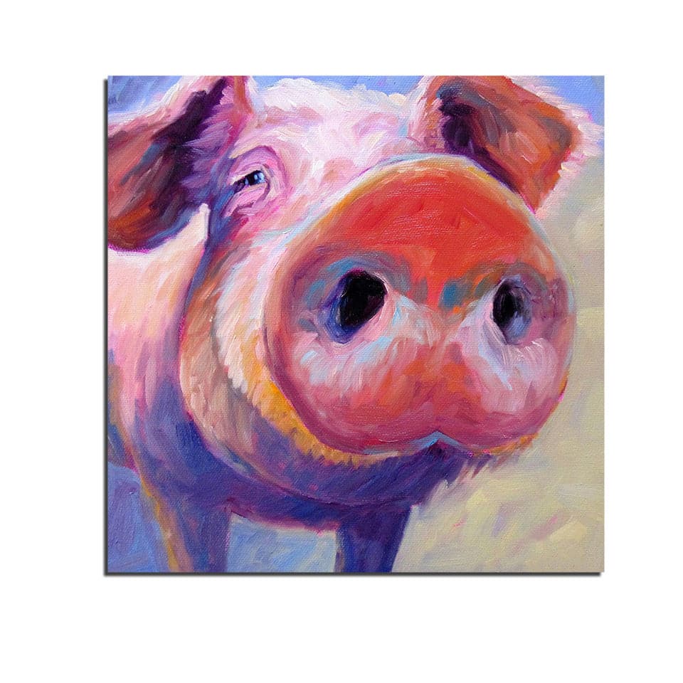 Pine Stretched  Framed 1 Panel - Pig Art