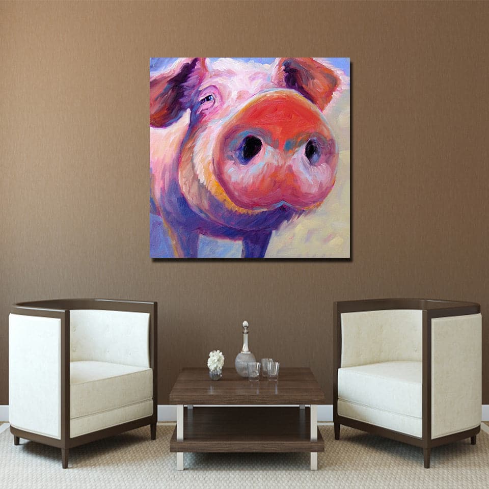 Framed 1 Panel - Pig Art